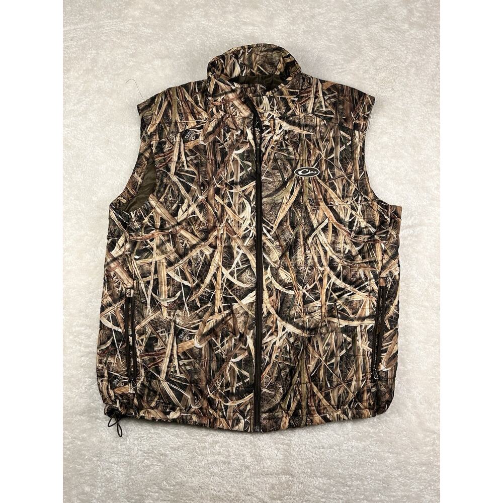 Drake Waterfowl Systems Camo Puffer Vest Mens Sz L Mossy Oak Shadow Grass Blades